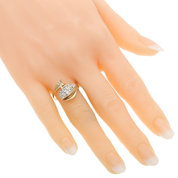 Ring, 14K, Gelb-/Weißgold, Zirkonia, Schlange