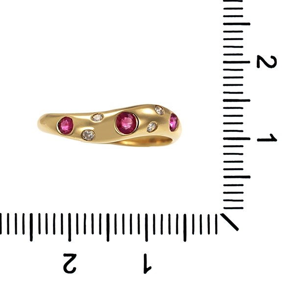 Ring, 14K, Gelbgold, Brillanten, Rubin