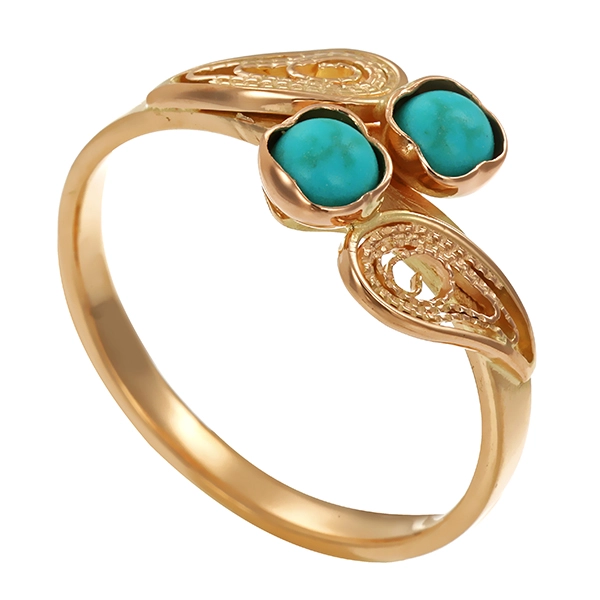 Ring, 14K, Gelbgold, Türkise