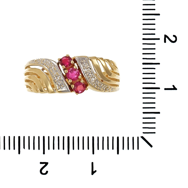 Ring, 14K, Gelb-/Weißgold, Rubin, Diamant