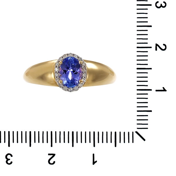 Ring, 14K, Gelbgold, Tansanit, Zirkonia