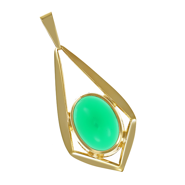 Anhänger, 8K, Gelbgold, Chrysopras
