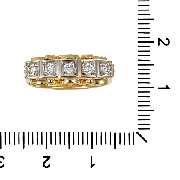 Ring, 14K, Gelb-Weißgold, 5 Brillanten