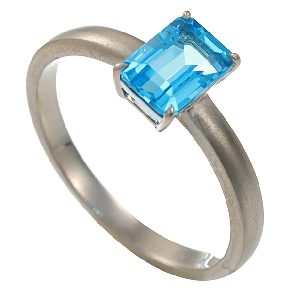 Ring, Pt950, Platin, Blautopas