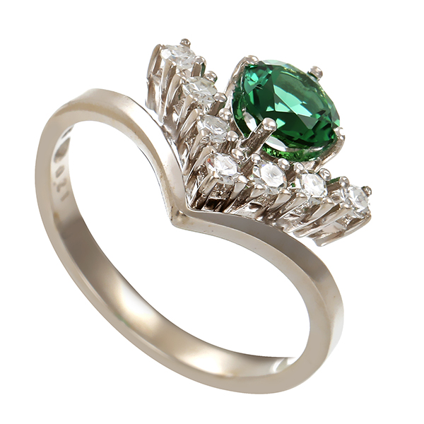 Ring, 14K, Weißgold, Turmalin, Diamanten