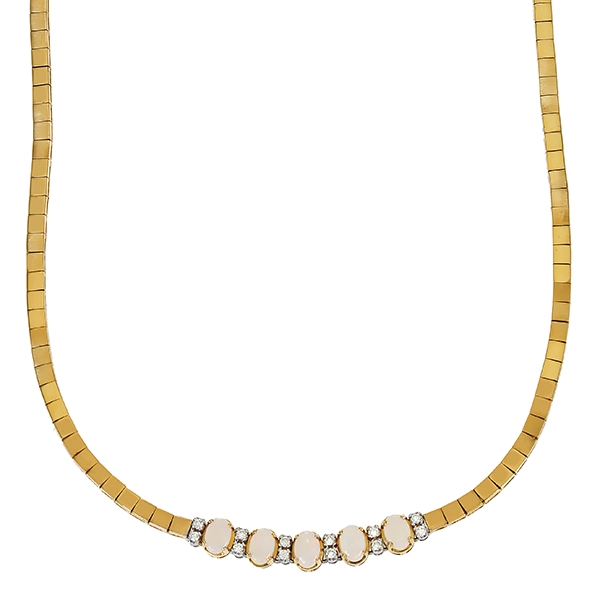 Collier, 18K, Gelbgold, Opale, Brillant