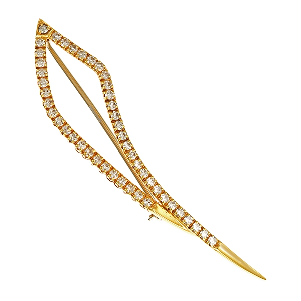 Brosche, 18K, Gelbgold, Diamanten