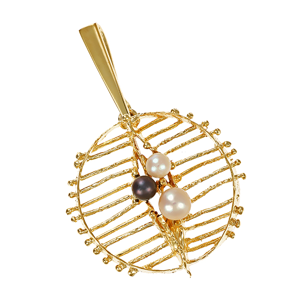 Anhänger, 8K, Gelbgold, Perlen