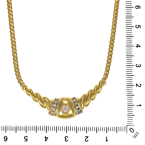 Collier, 14K, Gelbgold, Brillanten