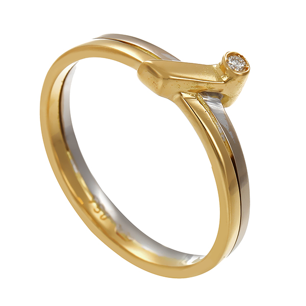 Diamantring, 18K, Gelb-/Weißgold, Brillant