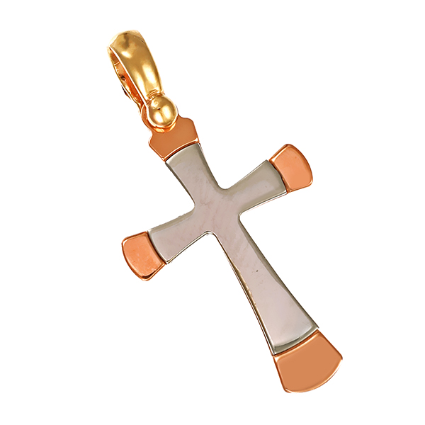 Anhänger, 14K, Rot-/Weiß-/Gelbgold, Kreuz