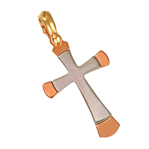 Anhänger, 14K, Rot-/Weiß-/Gelbgold, Kreuz
