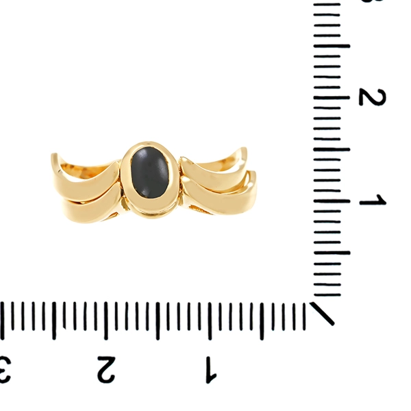 Wendering, 14K, Gelbgold, Onyx, Larimar