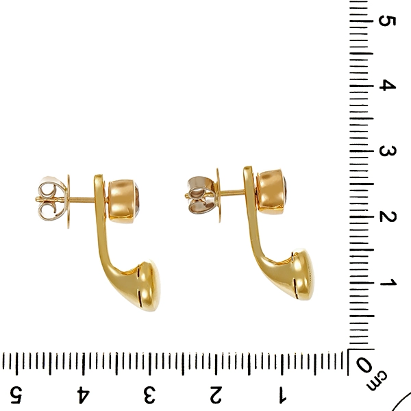 Ohrstecker, 18K, Gelbgold, Rauchquarz