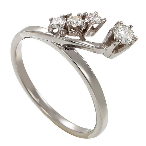 Ring, 14K, Weißgold, Brillanten