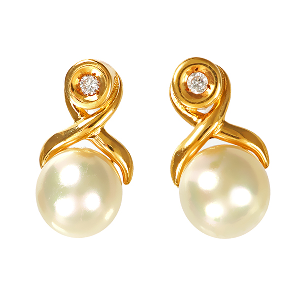 Ohrstecker, 18K, Gelbgold, Perle, Brillant