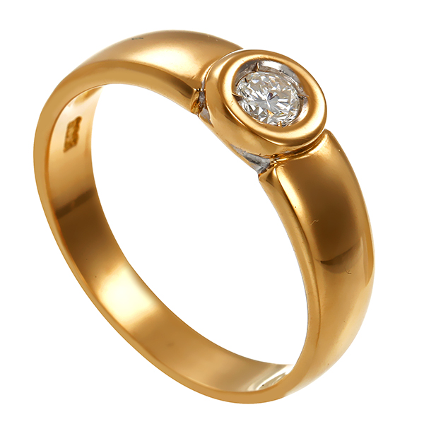 Diamantring, 14K, Gelbgold, Brillant 0,19 ct