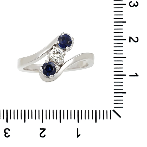 Ring, 14K, Weißgold, Saphire, Brillant