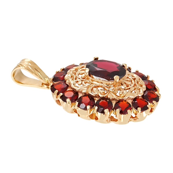 Anhänger, 14K, Gelbgold, Granat