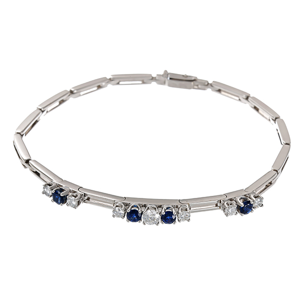 Armband, 18K, Weißgold, Brillanten, Saphire