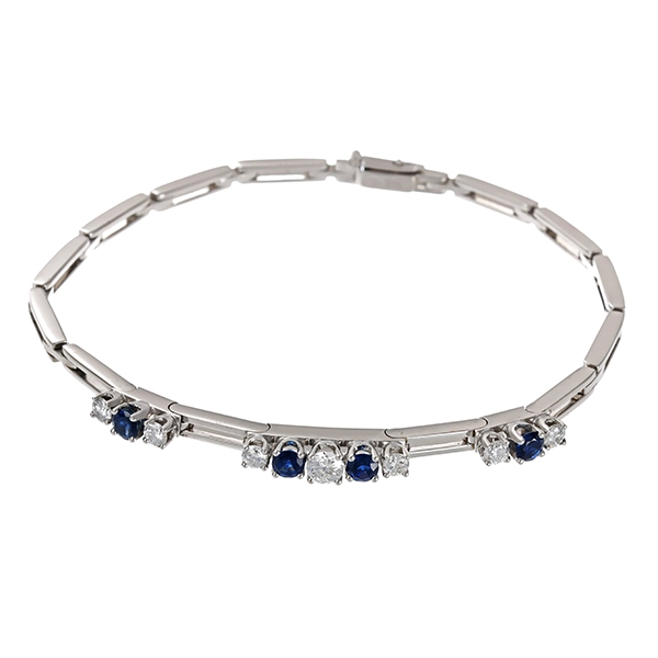 Armband, 18K, Weißgold, Brillanten, Saphire