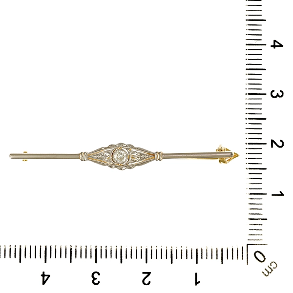 Brosche, 14K, Gelb-/Weißgold, Diamant