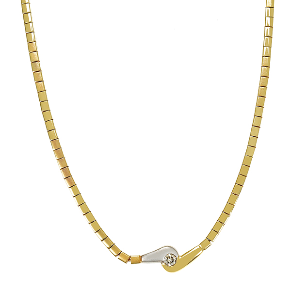 Collier, 14K, Gelb-/Weißgold, Brillant