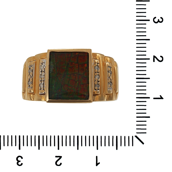 Ring, 14K, Gelb-/Weißgold, Ammolith, Brillant