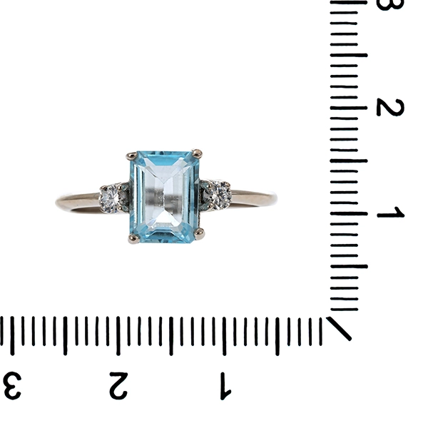 Ring, 18K, Weißgold, Topas blau, Zirkonia