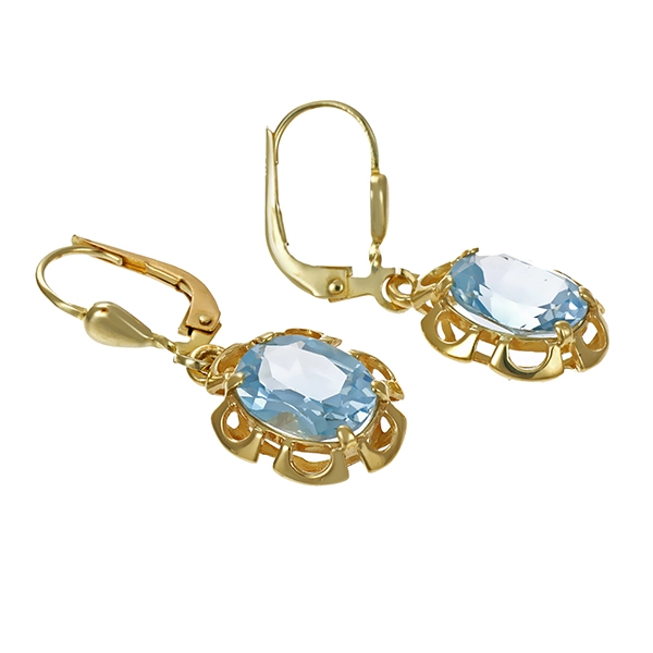 Ohrhänger, 14K, Gelbgold, synth. Spinell