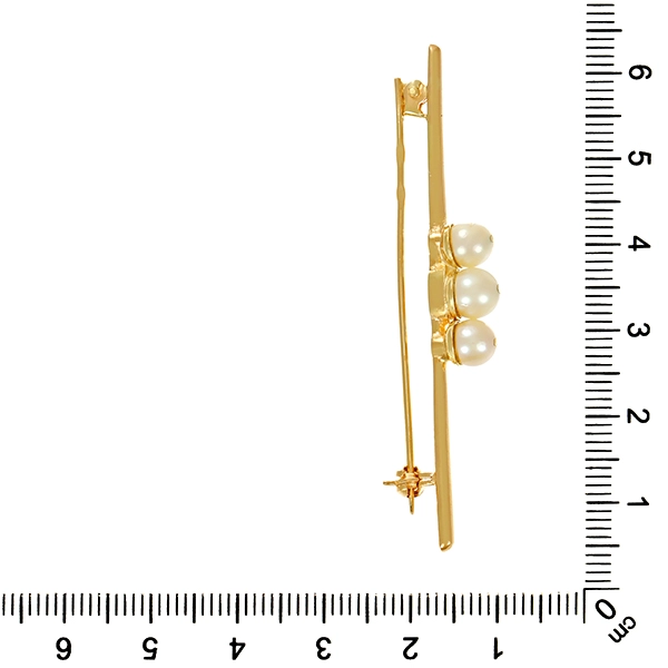 Brosche, 14K, Gelbgold, Perlen
