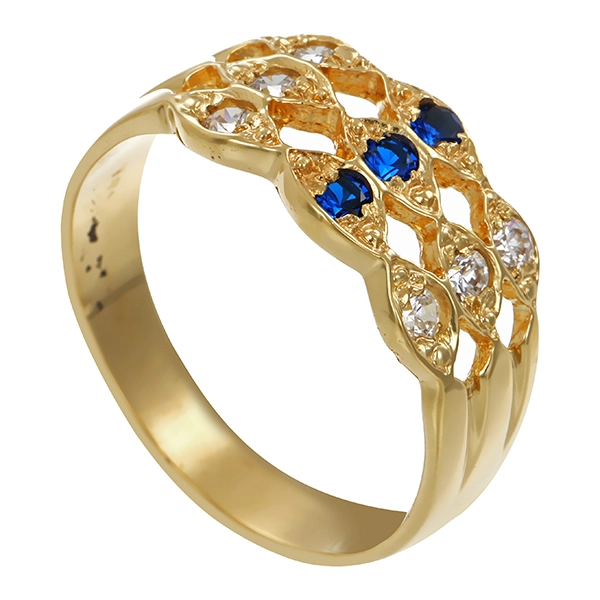 Ring, 14K, Gelbgold, Zirkonia, Schmucksteine