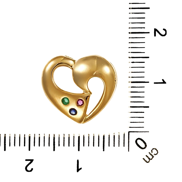 Anhänger, 8K, Gelbgold, Farbsteine, Herz