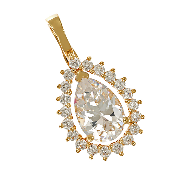Anhänger, 14K, Gelbgold, Zirkonia