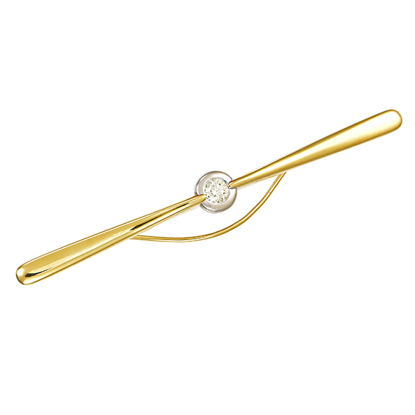 Brosche, 14K, Gelb-/Weißgold, Brillant