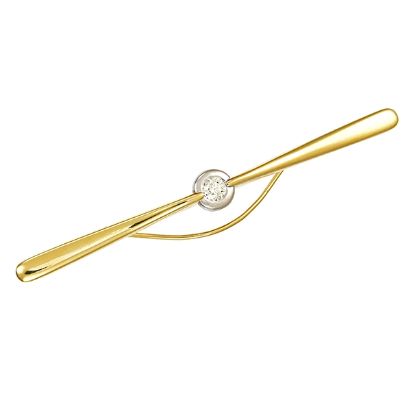 Brosche, 14K, Gelb-/Weißgold, Brillant