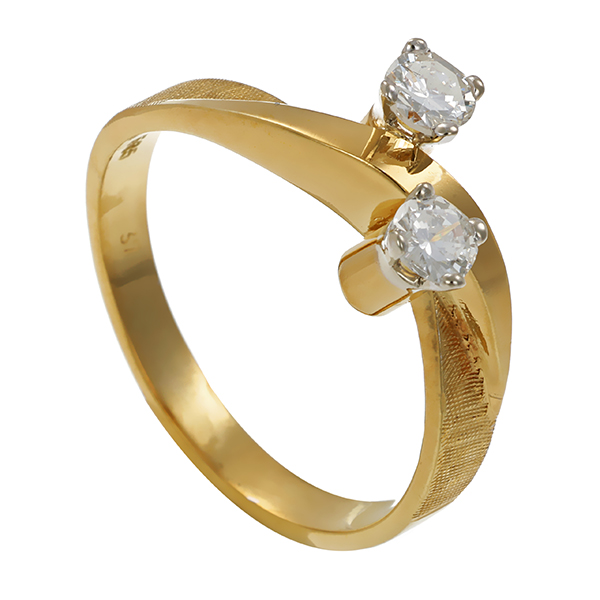 Diamantring, 14K, Gelb-/Weißgold, Brillanten 0,37 ct