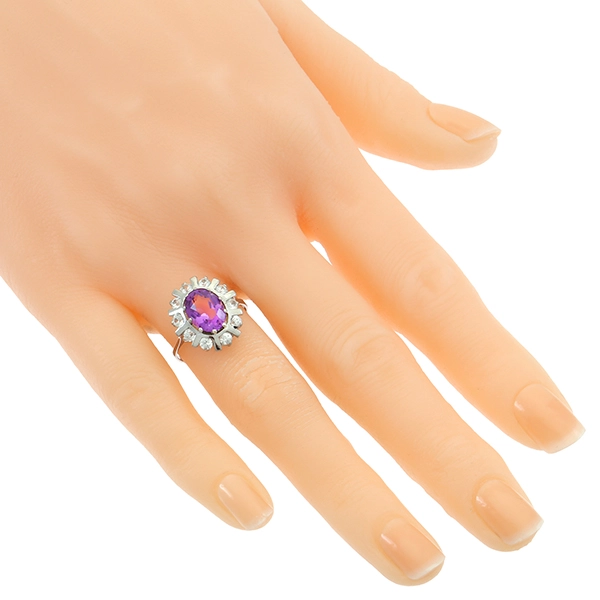 Ring, 14K, Weißgold, Amethyst, Zirkonia