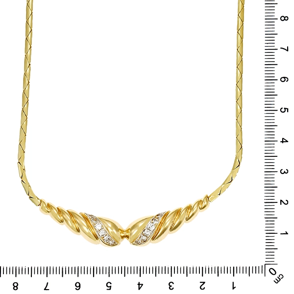 Collier, 14K, Gelbgold, Brillanten
