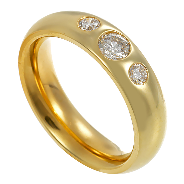 Herrenring, 14K, Gelbgold, Brillanten