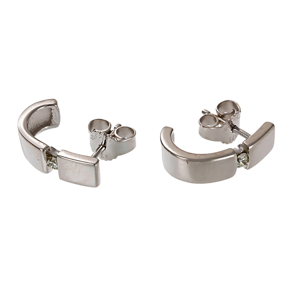 Steckcreolen, 9K, Weißgold, Brillanten