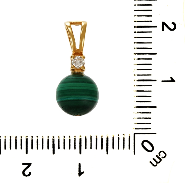 Anhänger, 18K, Gelbgold, Malachit, Brillant