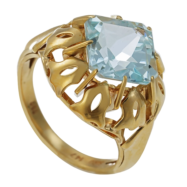 Ring, 14K, Gelbgold, Aquamarin