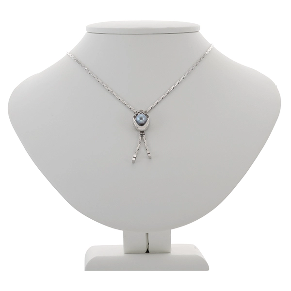 Collier, 14K, Weißgold, Perle, Diamanten