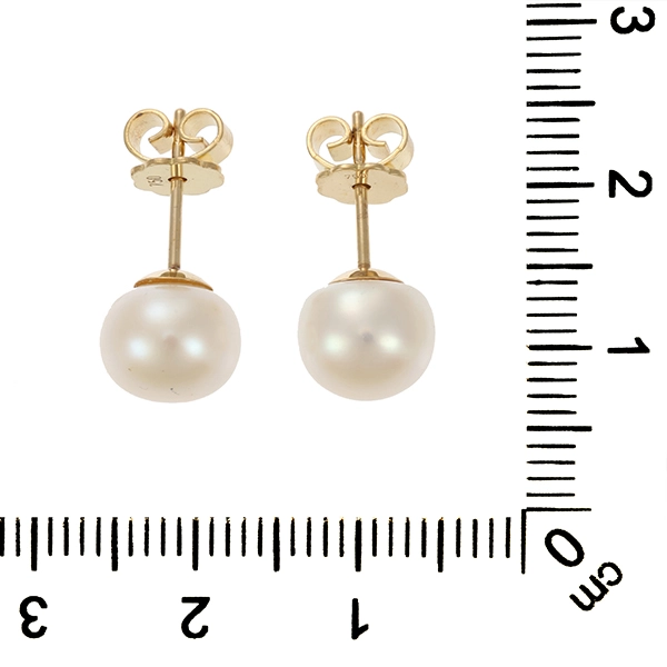 Ohrstecker, 18K, Gelbgold, Perlen