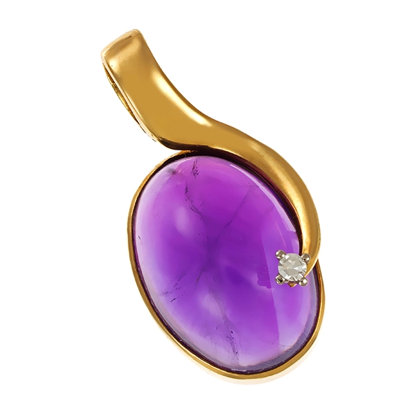 Anhänger, 14K, Gelbgold, Amethyst, Brillant