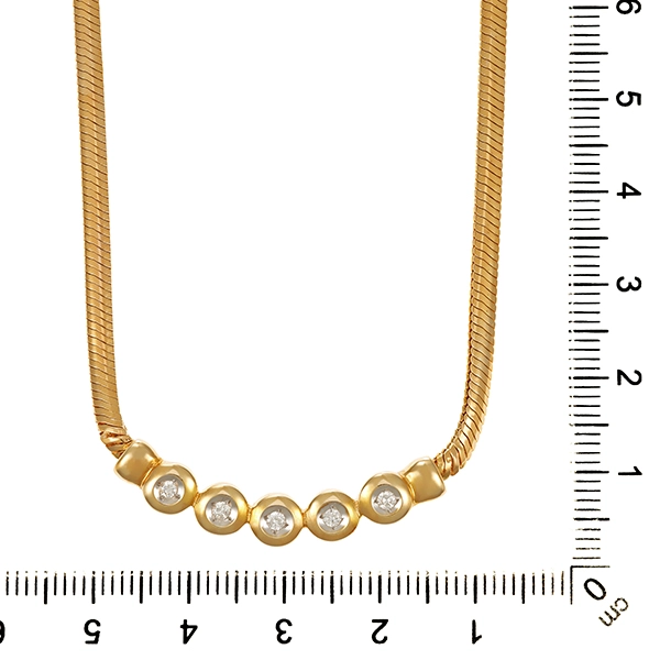 Collier, 14K, Gelbgold, Brillanten