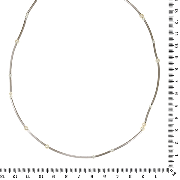 Collier, 18K, Weißgold, Perlen
