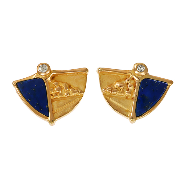 Ohrstecker, 8K, Gelbgold, Lapis, Diamanten