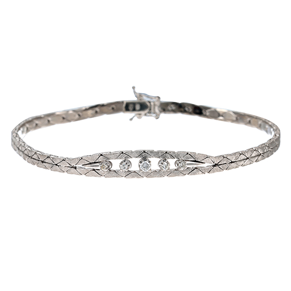 Armbnad, 14K, Weißgold, Diamanten